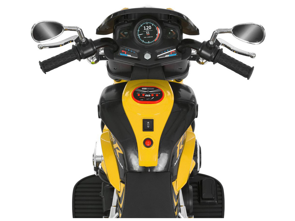 Елетромотоцикл M 6263EL-6, 1х12V7Ah, 2х25W, Bluetooth, USB, TF, музика, світло, жовтий, Bambi Racer