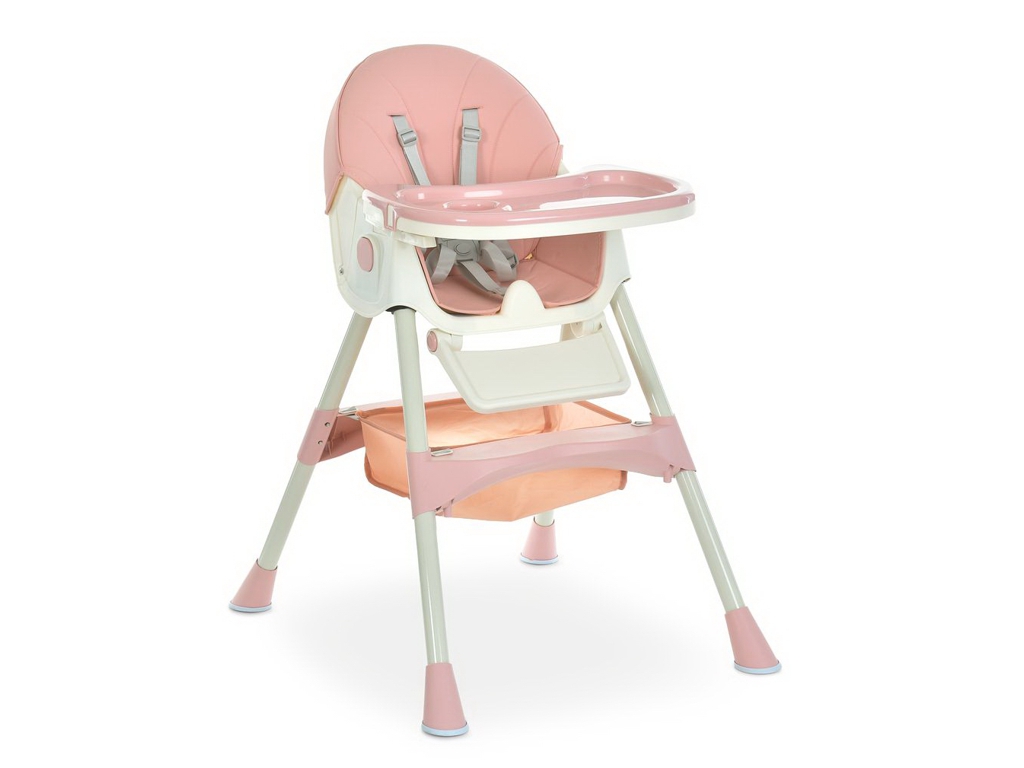 Стільчик для годування, M 6302 Pink, складний, 5-точкові ремені, рожевий, Bambi