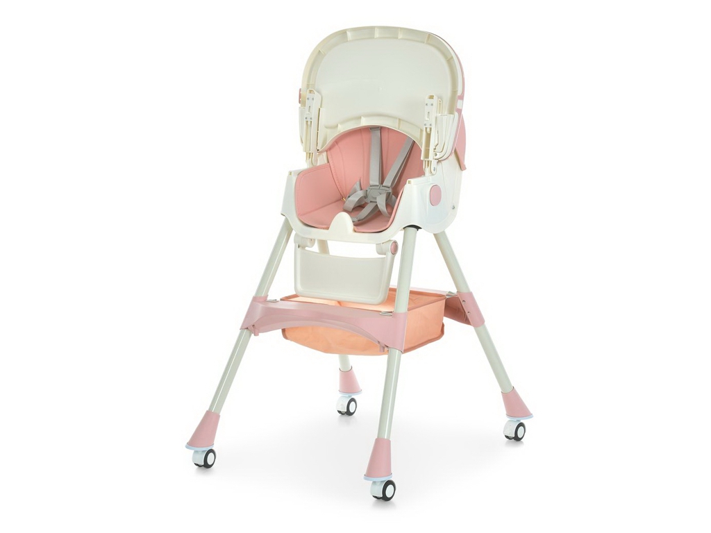 Стільчик для годування, M 6302 Pink, складний, 5-точкові ремені, рожевий, Bambi