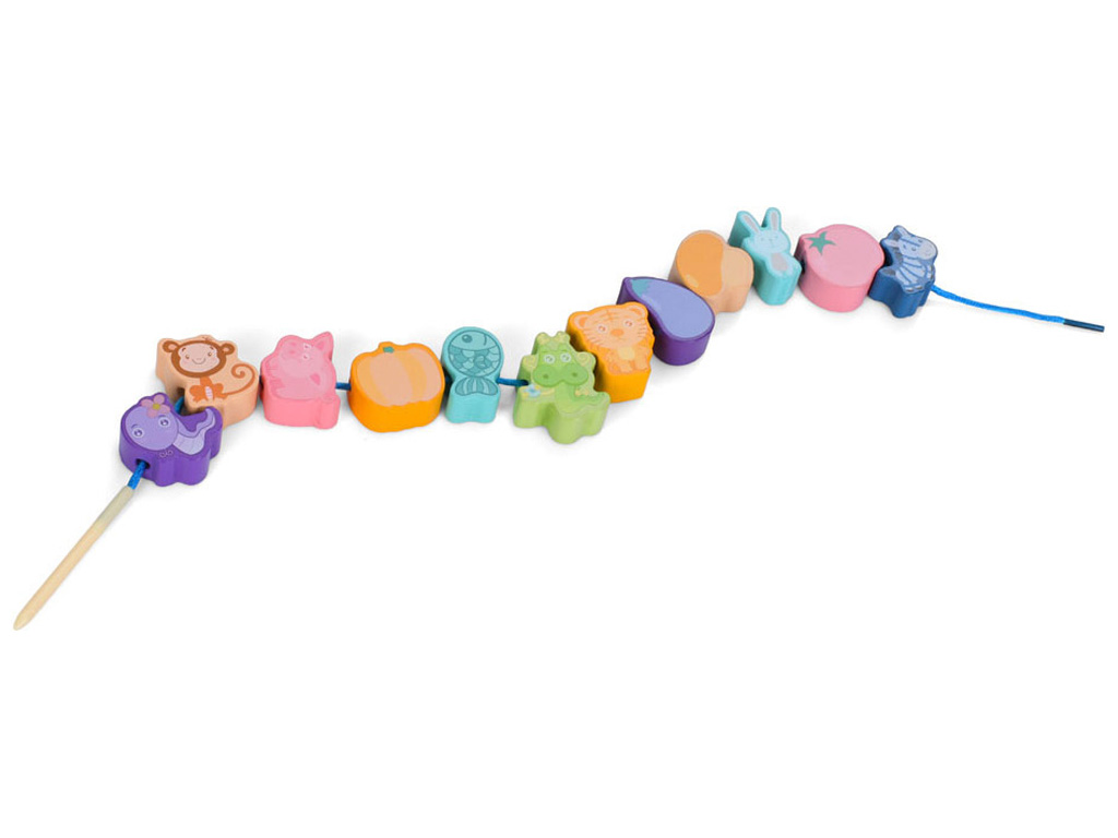 Шнуровка деревянная с фигурками MD 0145, набор для нанизывания, 2 вида, Tree Toys