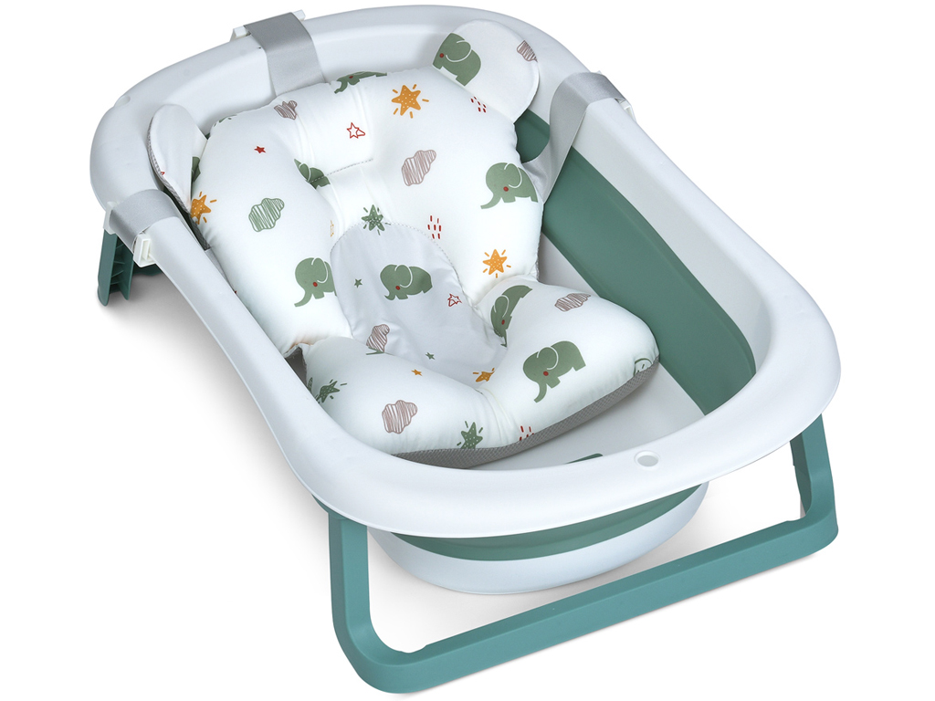 Ванночка дитяча з термометром силіконова складана. EL CAMINO ME 1151 PLUS Deep Green