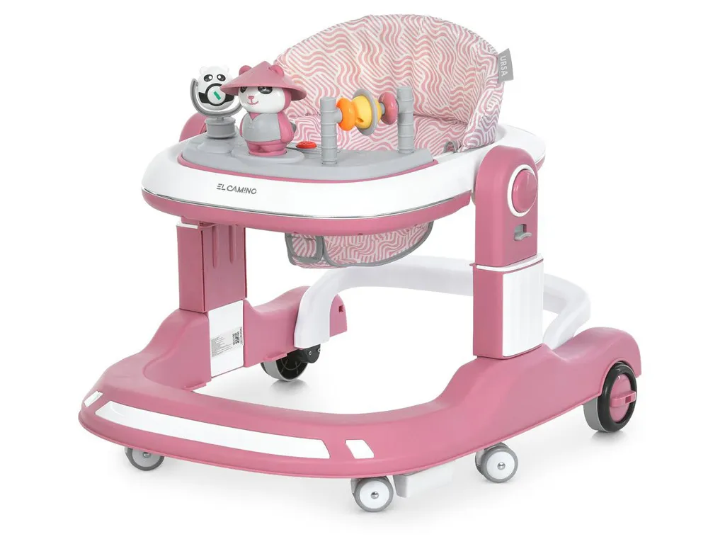 Ходунки 2 в 1 ME 1200 URSA Pink, пушер, музика, світло, рожевий