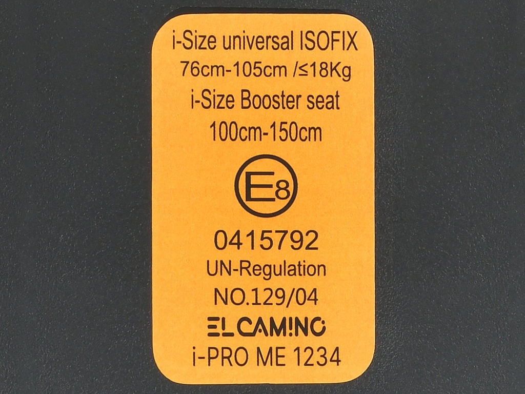 Автокрісло дитяче El Camino i-PRO ME 1234 Black, 76-150 см,  ISOFIX, Top Tether, чорний