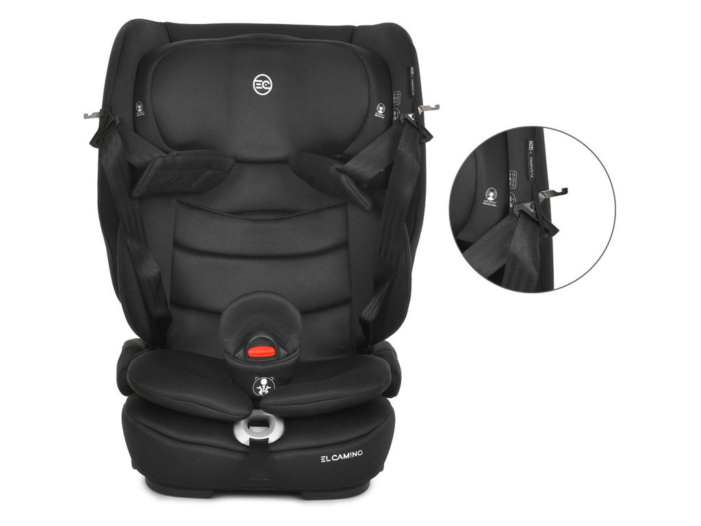 Автокрісло дитяче El Camino i-PRO ME 1234 Black, 76-150 см,  ISOFIX, Top Tether, чорний