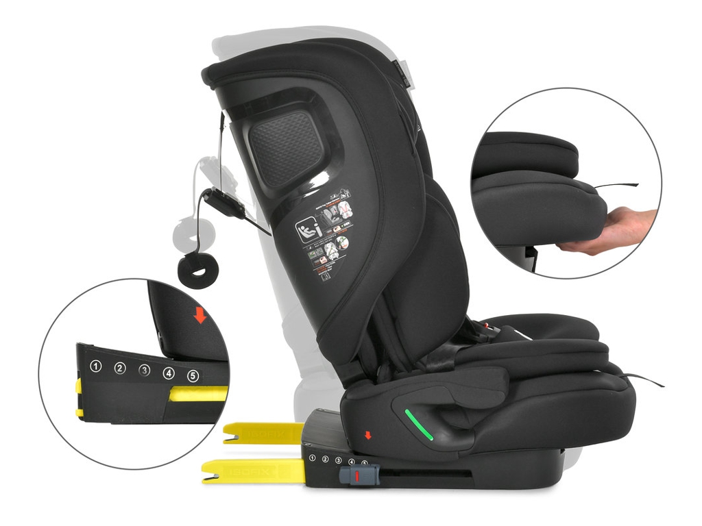 Автокрісло дитяче El Camino i-PRO ME 1234 Black, 76-150 см,  ISOFIX, Top Tether, чорний