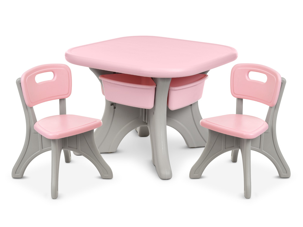 Столик зі стільчиками New Table-8, сірo-рожевий, Bambi
