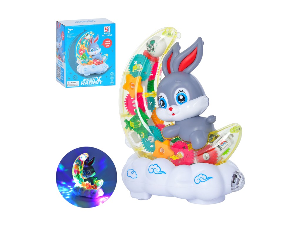 Игрушка музыкальная Кролик на луне, танцует, свет, музыка, подвижные шестерни.