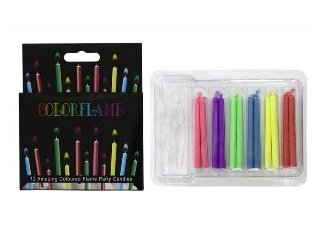 Набор свечей для торта с цветным пламенем Color Flame, 12 шт, 6 см, Color Flame 10488