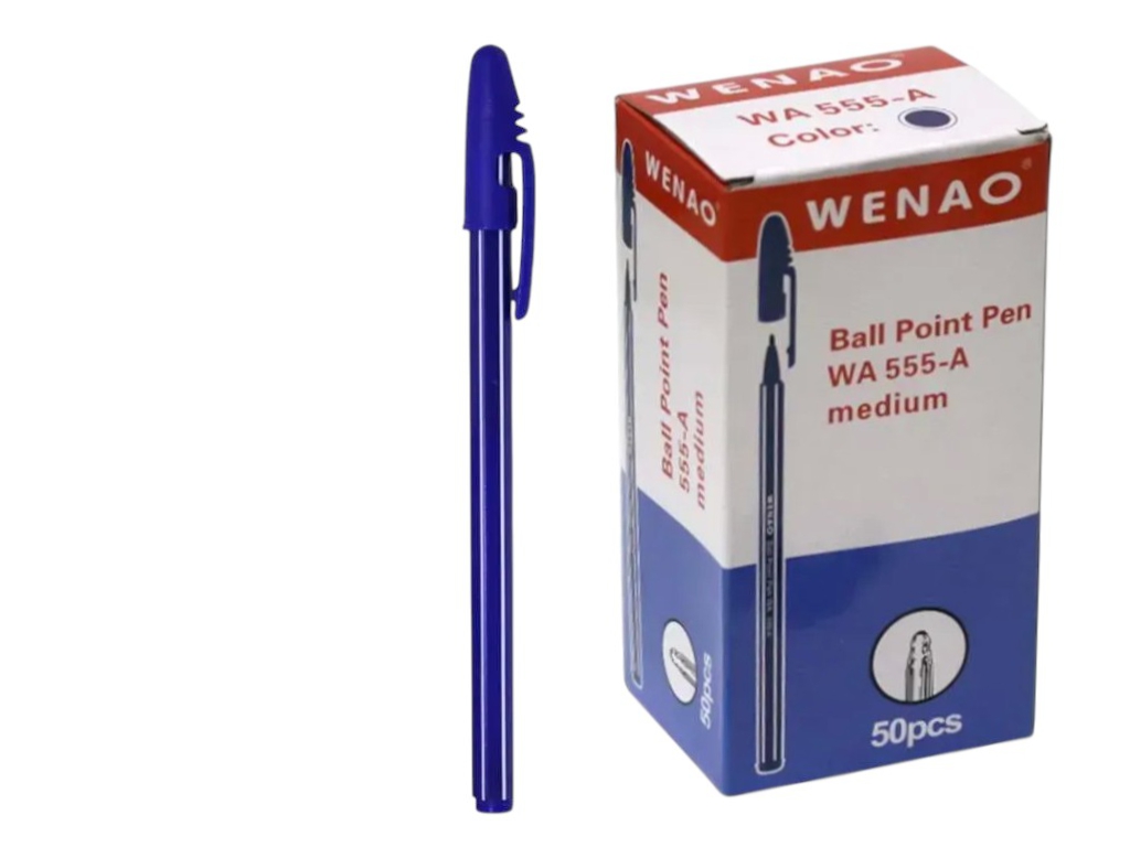 Ручка шариковая синяя Wenao 555-P, 0,7 мм (цена за 1шт)