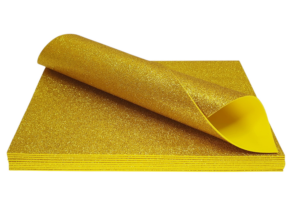 Фоамиран желтый с глитером 20х30 см, EVA, Флексика, 2 мм, 10 листов, 7941