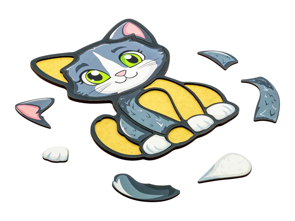 Деревянный пазл «Котик», 13 элементов, PuzzleOk