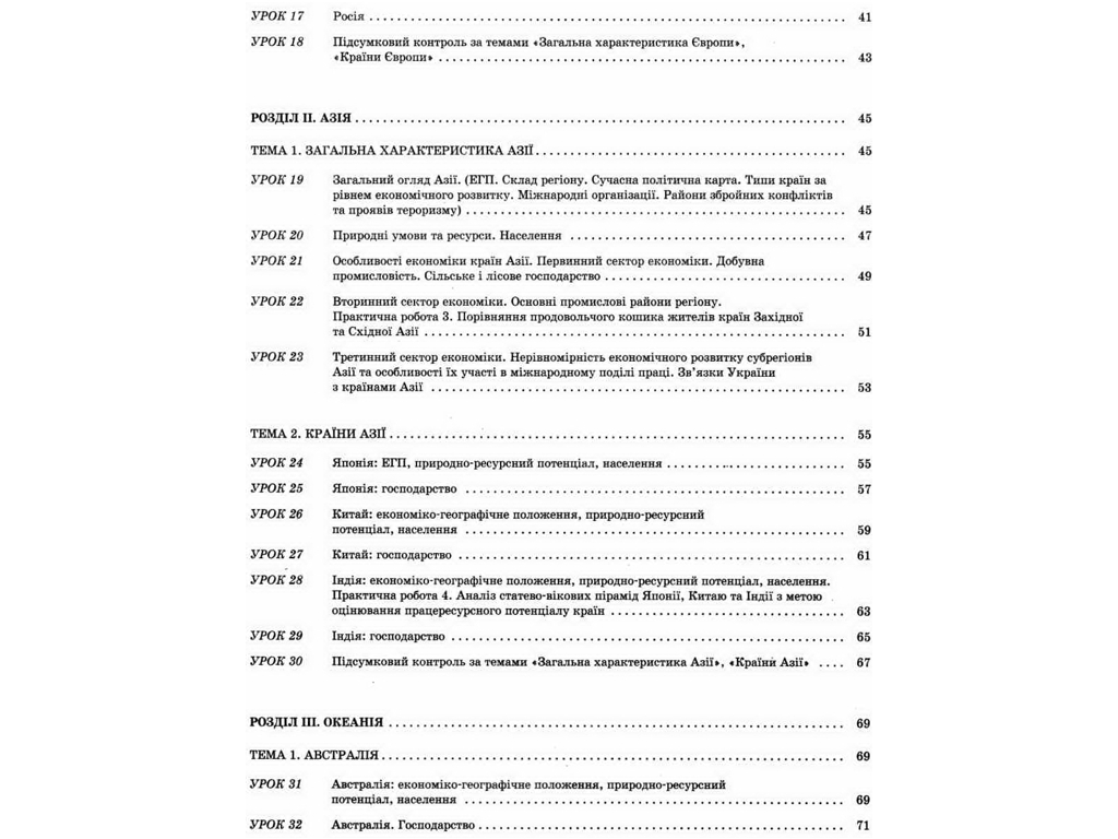 Підручник "Географія: регіони та країни", 10 клас, Г. Д. Довгань, Основа