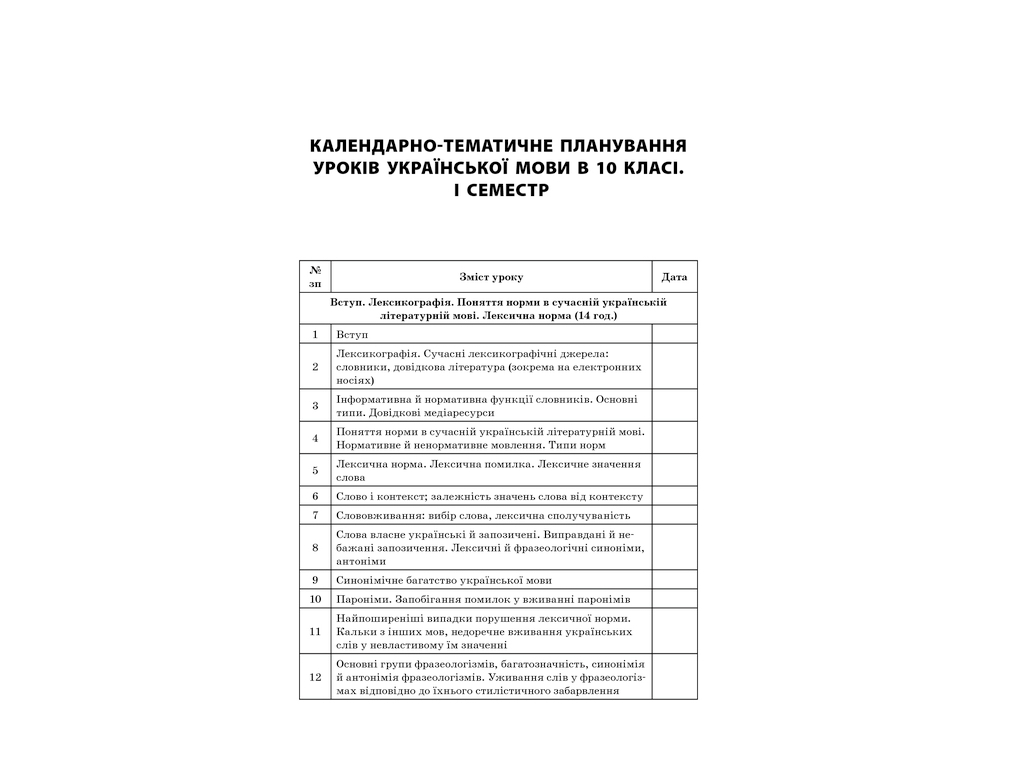 Посібник “Усі уроки української мови. І семестр”, 10 клас, Є. П. Голобородько, К. Ю. Голобородько