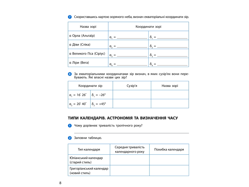 Рабочая тетрадь "Астрономия. 11 класс", М. Пришляк, Ранок