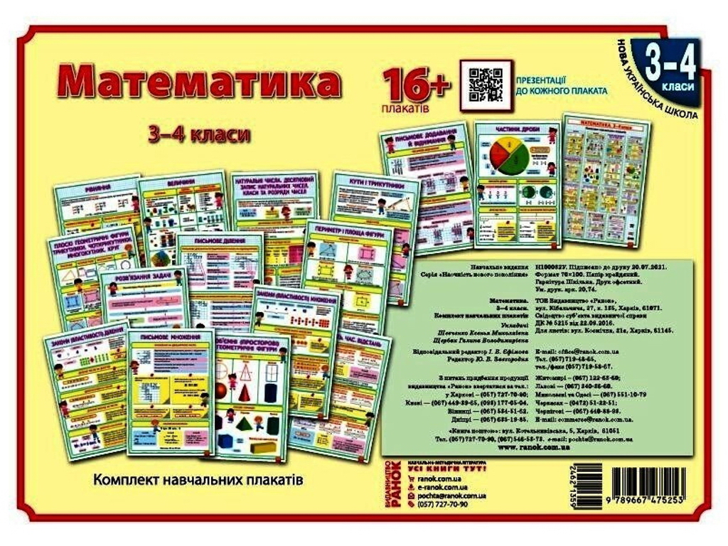 КНП Математика 3-4 класс, Плакаты, Наглядность нового поколения, Ранок