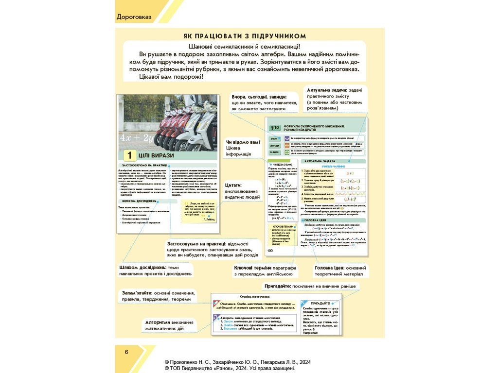 Підручник "Алгебра", 7 клас, Н. Прокопенко, Ю. Захарійченко, Л. Пекарська, Ранок