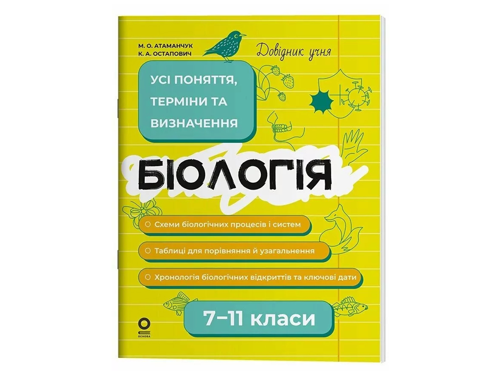 Довідник учня "Біологія. Усі поняття терміни та визначення", 7-11 класи, М. О. Атаманюк, К. А. Остап
