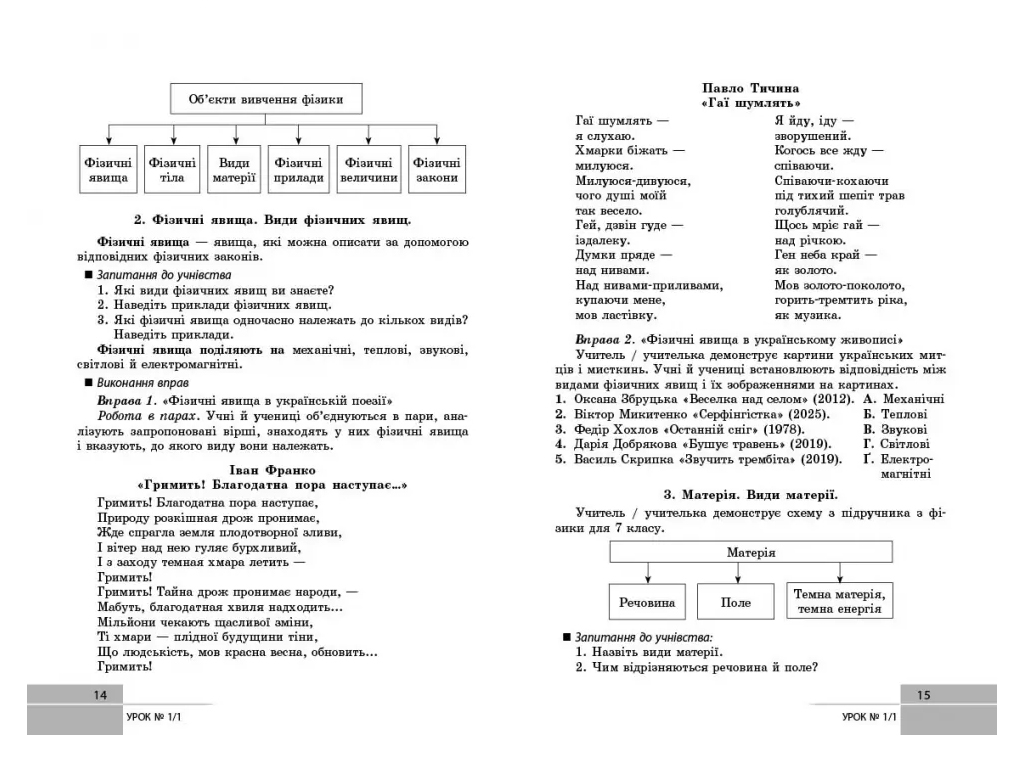 НУШ 8 клас, Фізика, Розробки уроків, Ранок
