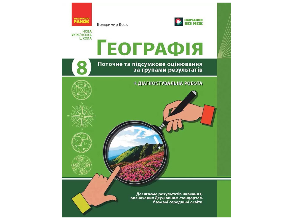 НУШ 8 клас, Географія, Поточне та підсумкове оцінювання за групами результатів + діагностувальна роб