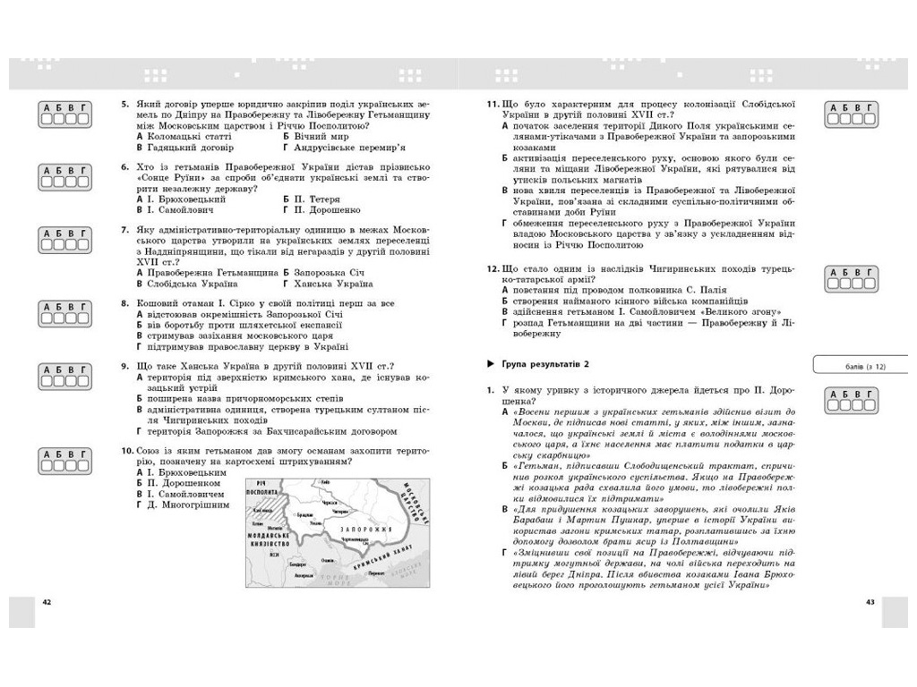 НУШ 8 клас "Історія України, Поточне та підсумкове оцінювання за групами результатів", Ранок