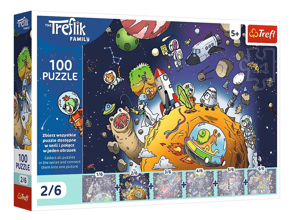 Пазли Trefl UFT Treflik Family Трефлік у космосі, 100 елементів