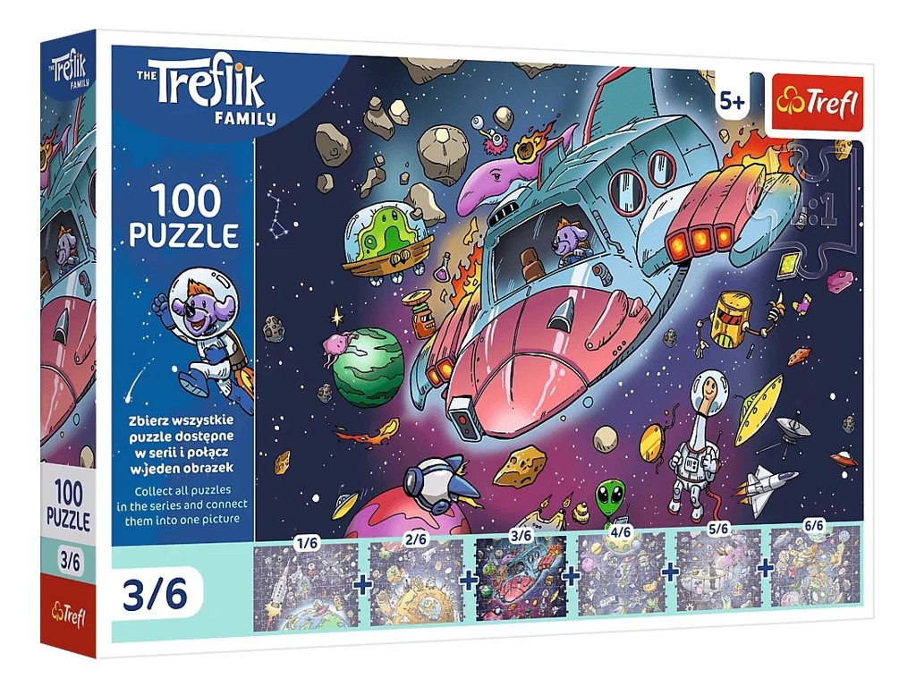 Пазли Trefl UFT Treflik Family Лофі в ракеті, 100 елементів