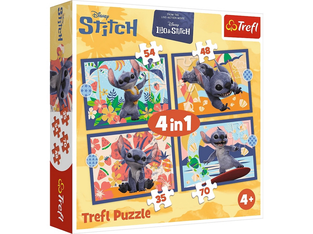 Пазлы 4 в 1 Trefl Disney Stitch The Movie Отпуск на Гавайях
