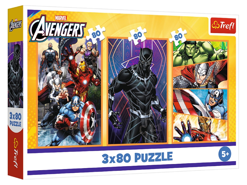 Пазли 3 в 1 Trefl The Avengers Дні наповнені діями, 3x80