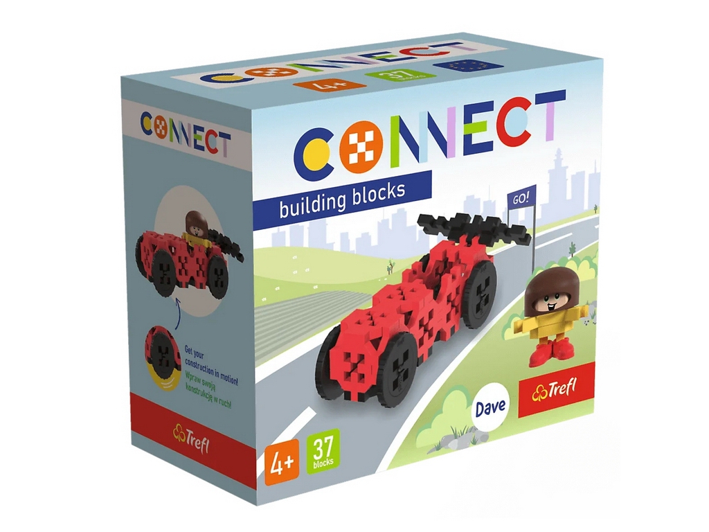 Конструктор Trefl Connect Гоночная машина с фигуркой Dave, 37 элементов