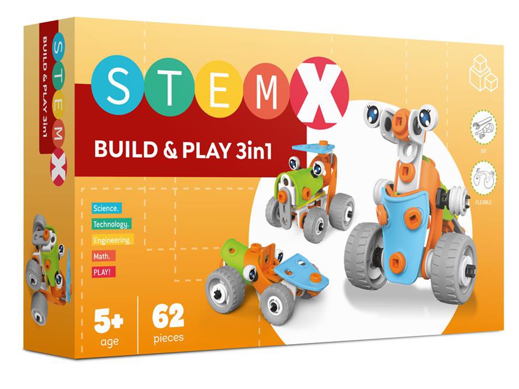 Детский конструктор на шурупах 3 в1 Build &amp; Play, с инструментами, 62 детали