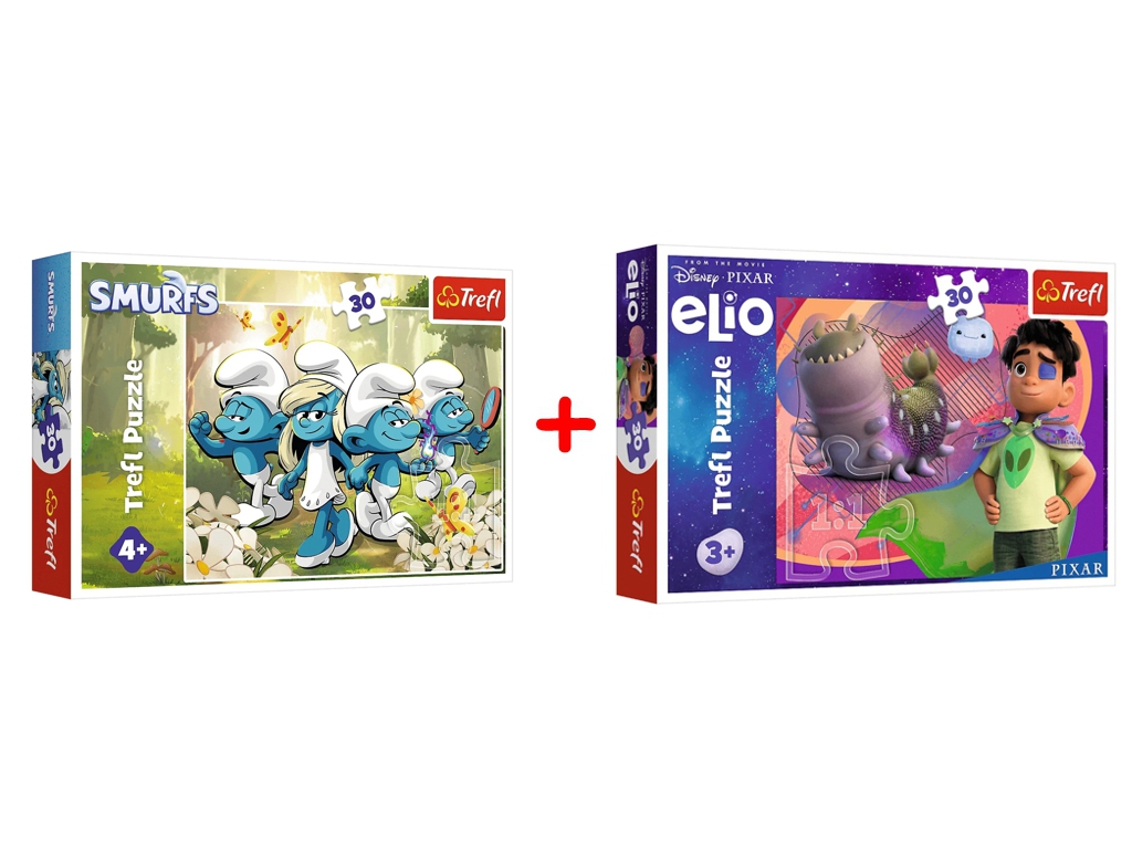 Набір пазлів "30" The Smurfs Пригоди смурфіків та "30" Disney Elio Зустрічайте Еліо, Trefl