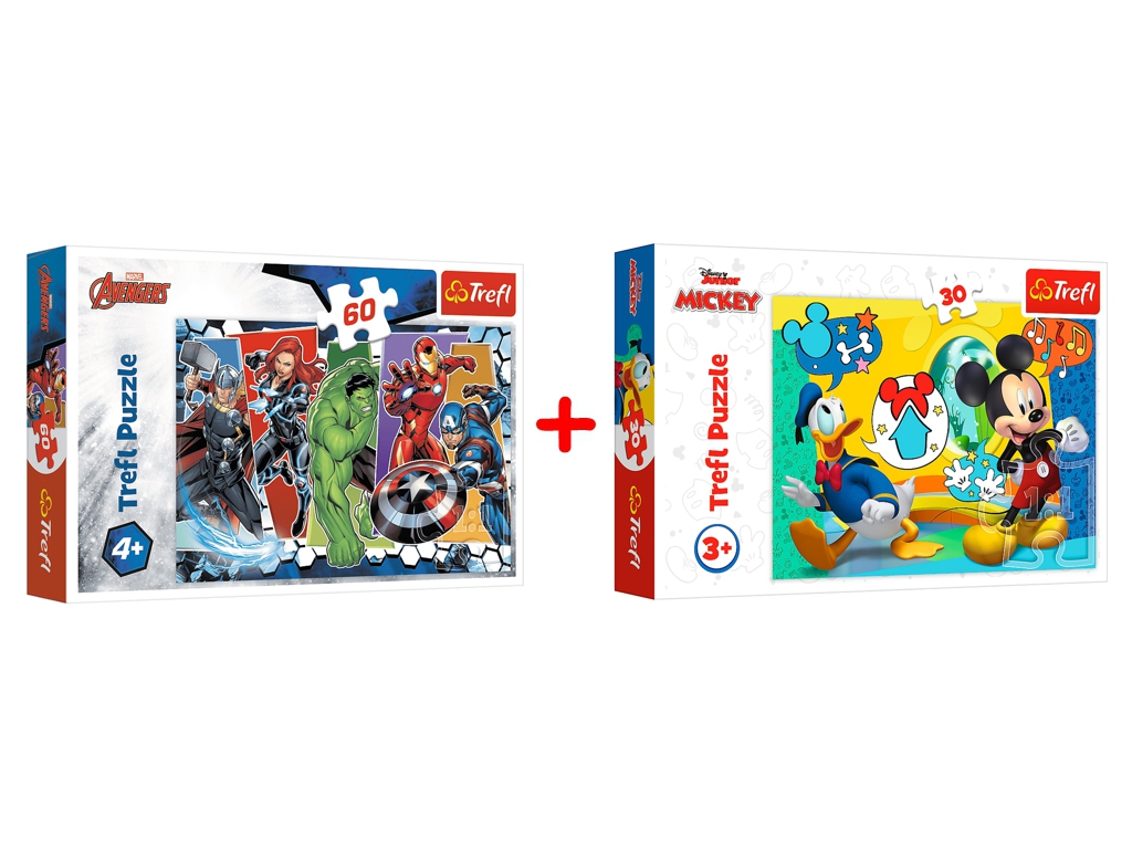 Набір пазлів "60"The Avengers Месники Непереможні та "30"Mickey&friends Міккі Маус і веселий будинок