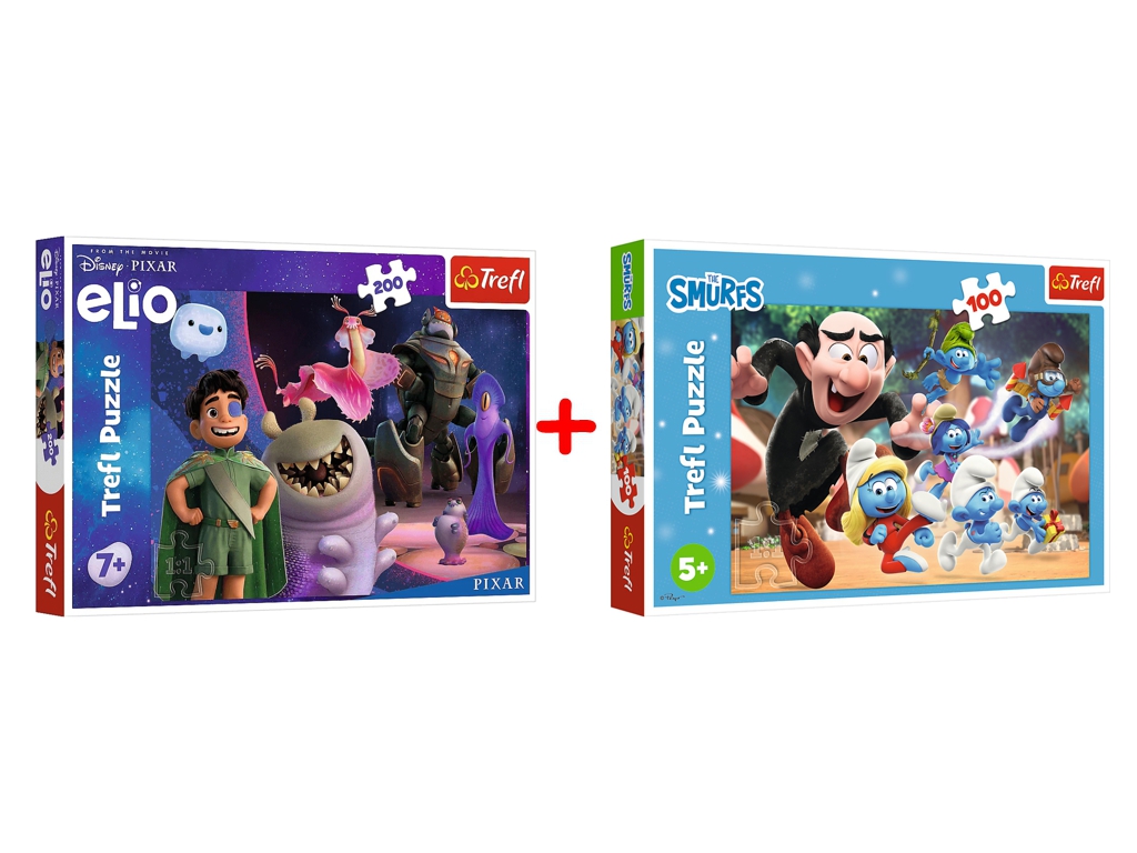 Набір пазлів "200"Disney Stitch The Movie Еліо у далекій галактиці та "100"The Smurfs Уроки тата