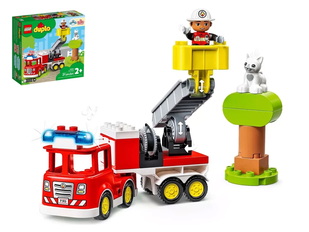 Конструктор LEGO DUPLO Town Пожарная машина со шлангом и пожарным, 28 деталей