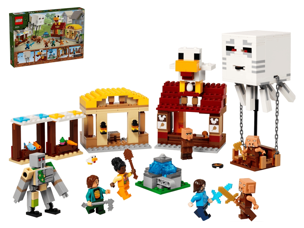 Конструктор LEGO Minecraft Нападение на деревню с воздушным шаром Гаста, 555 деталей