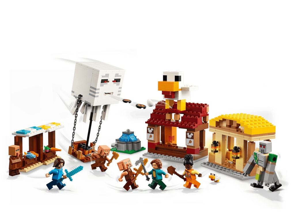 Конструктор LEGO Minecraft Нападение на деревню с воздушным шаром Гаста, 555 деталей