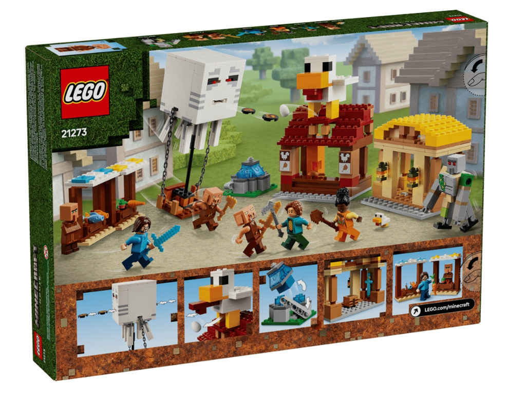 Конструктор LEGO Minecraft Нападение на деревню с воздушным шаром Гаста, 555 деталей