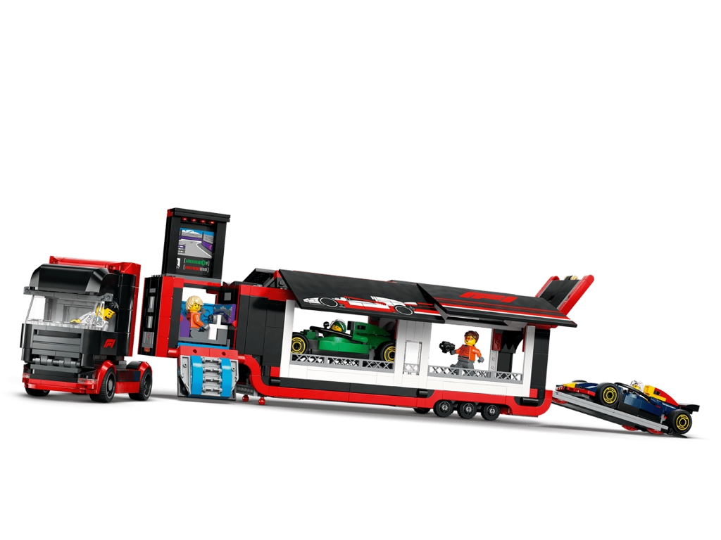 Конструктор LEGO City Вантажівка F1 з автомобілями RB20 та AMR24, 1086 деталей
