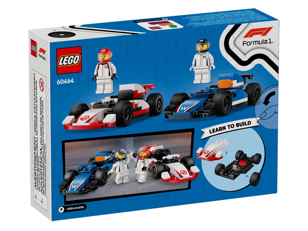 Конструктор LEGO City Автоперегони F1 команд Williams Racing та Haas F1, 92 деталі