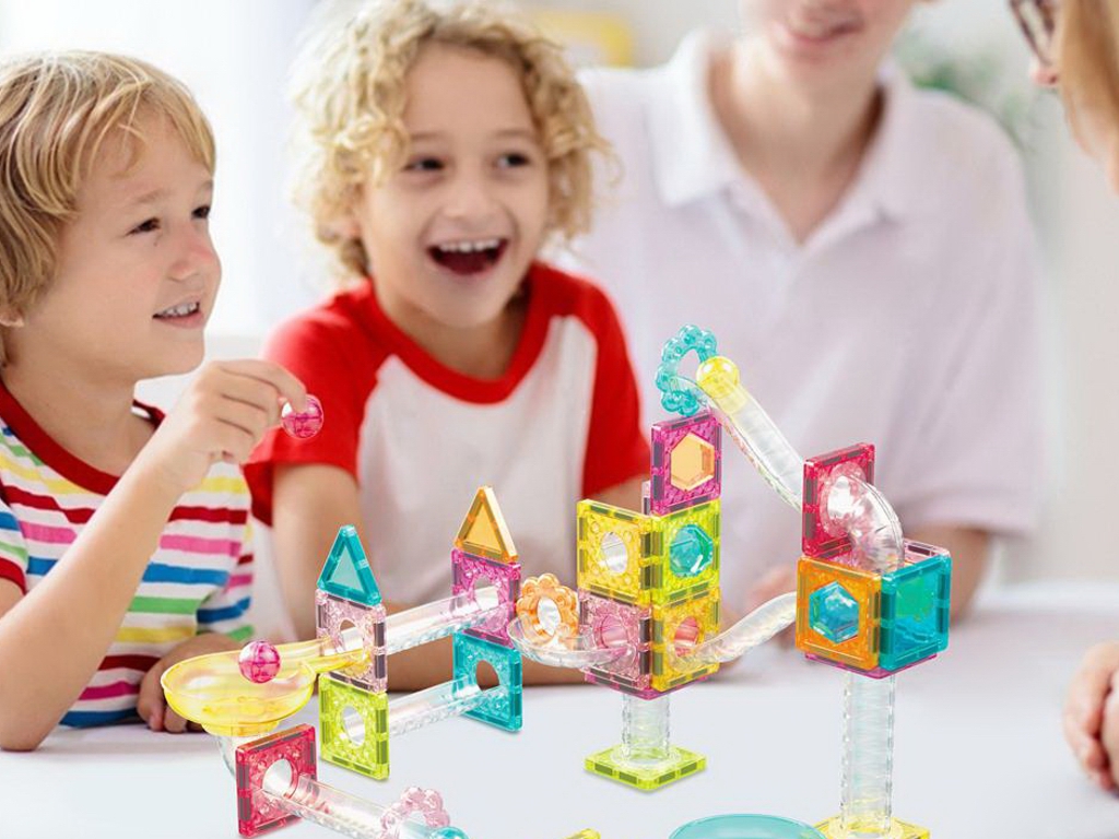 Конструктор магнитный PicassoTiles Mini Diamond Marble Run Track Set, 60 деталей