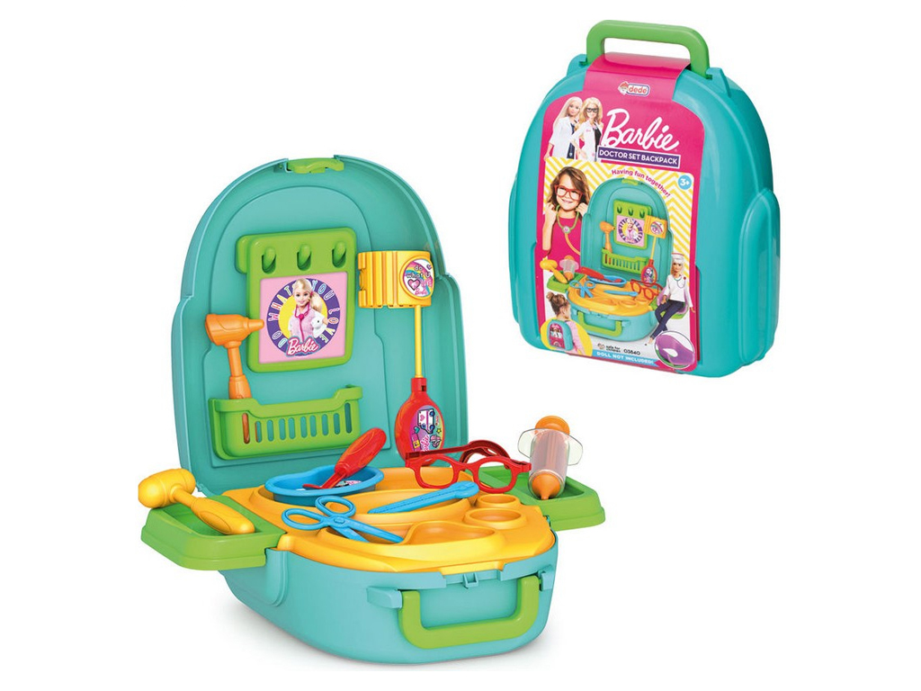 Игровой набор врача рюкзак Barbie 24 см, с аксессуарами, Dede