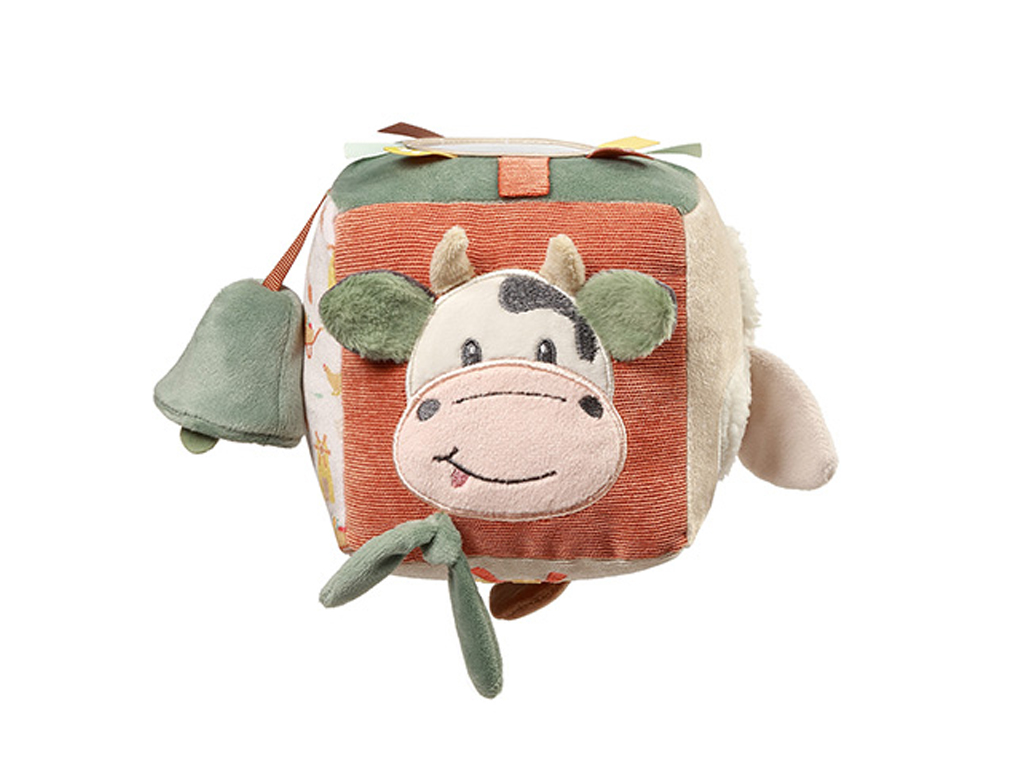 Игрушка сенсорная куб Коровка Бинго 11х11 см, Babyono 1689