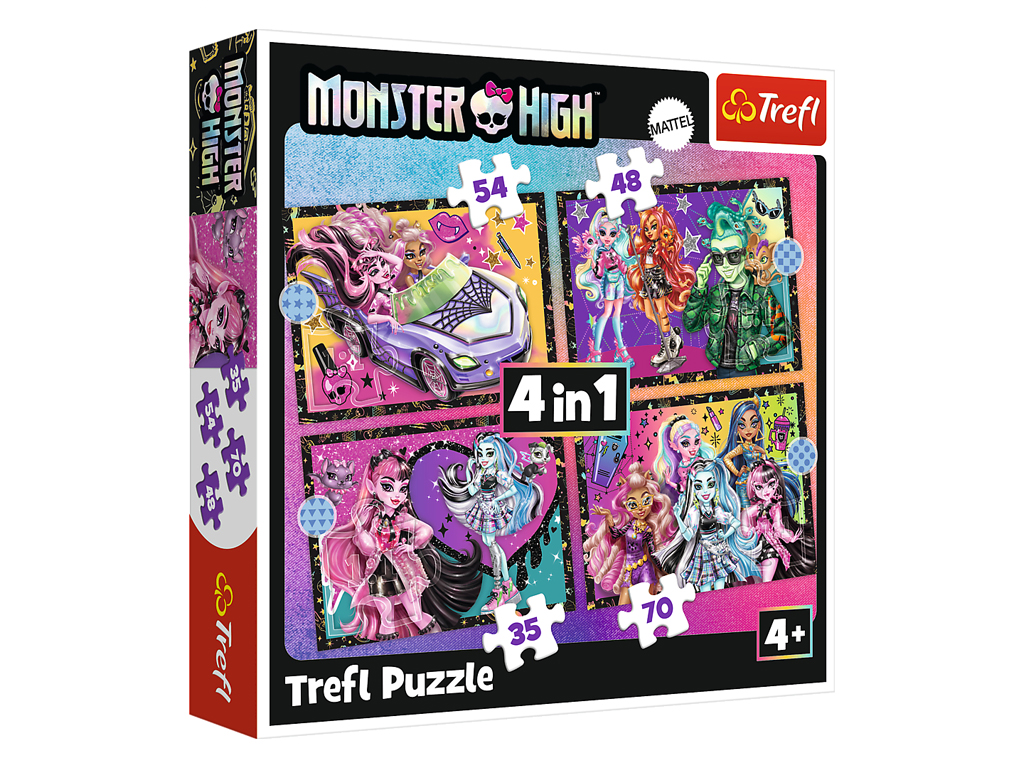 Пазл 4 в 1 Trefl Monster High Напряженный день