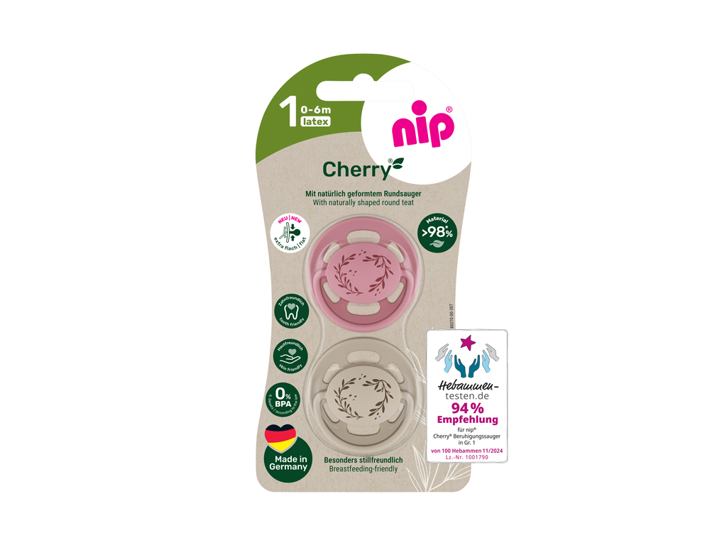 Пустушка кругла Cherry Green, латекс, 0-6 міс, 38876-51, Nip