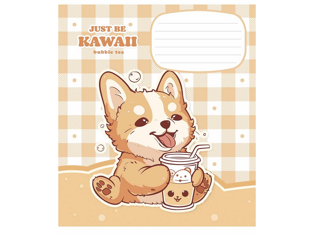 Зошит учнівський у косу лінію "Just be kawaii", 12 аркушів, глiтер, Школярик 012-3480C