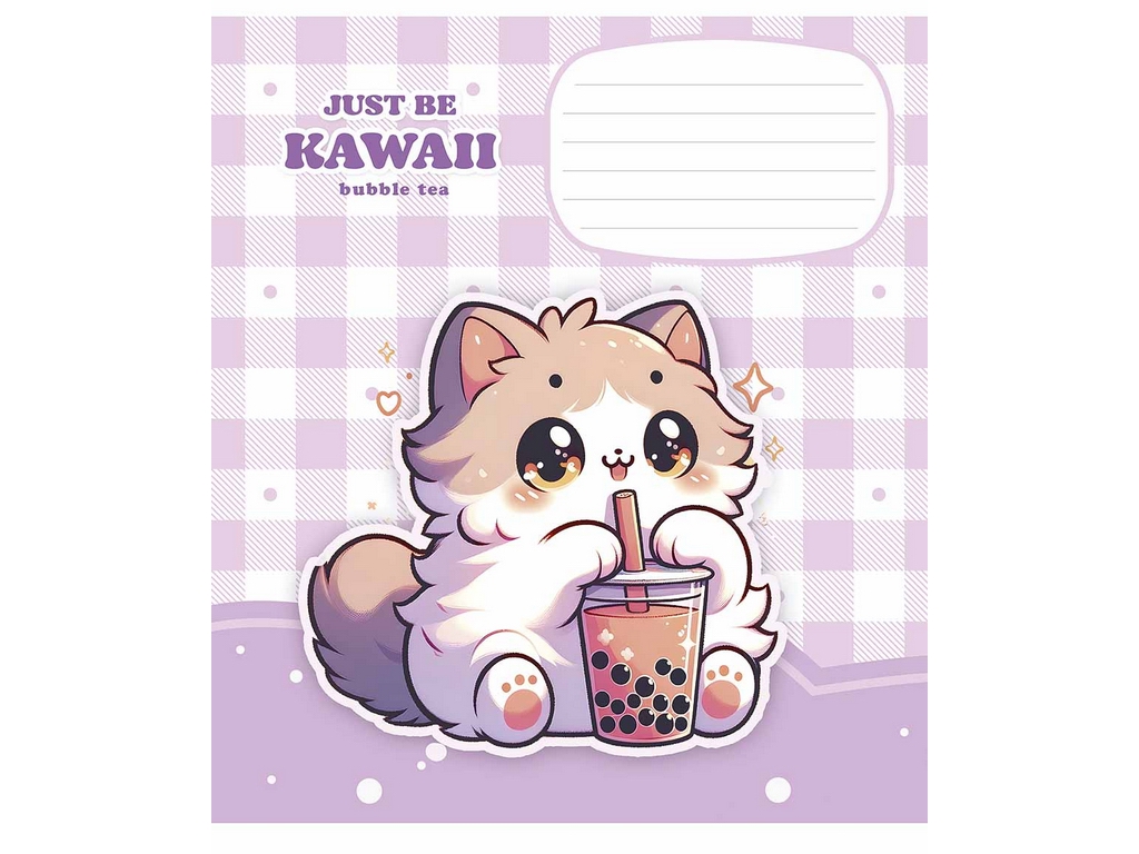 Зошит учнівський у клітинку "Just be kawaii", 12 аркушів, глiтер, Школярик 012-3480K