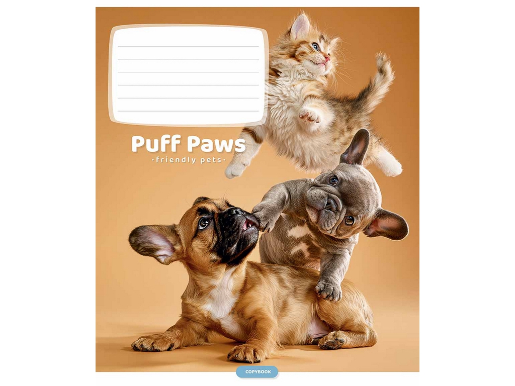 Зошит учнівський "Puff Paws", 12 аркушів, у лінію, ВД-лак, 5 видів (ціна за 1шт), Школярик