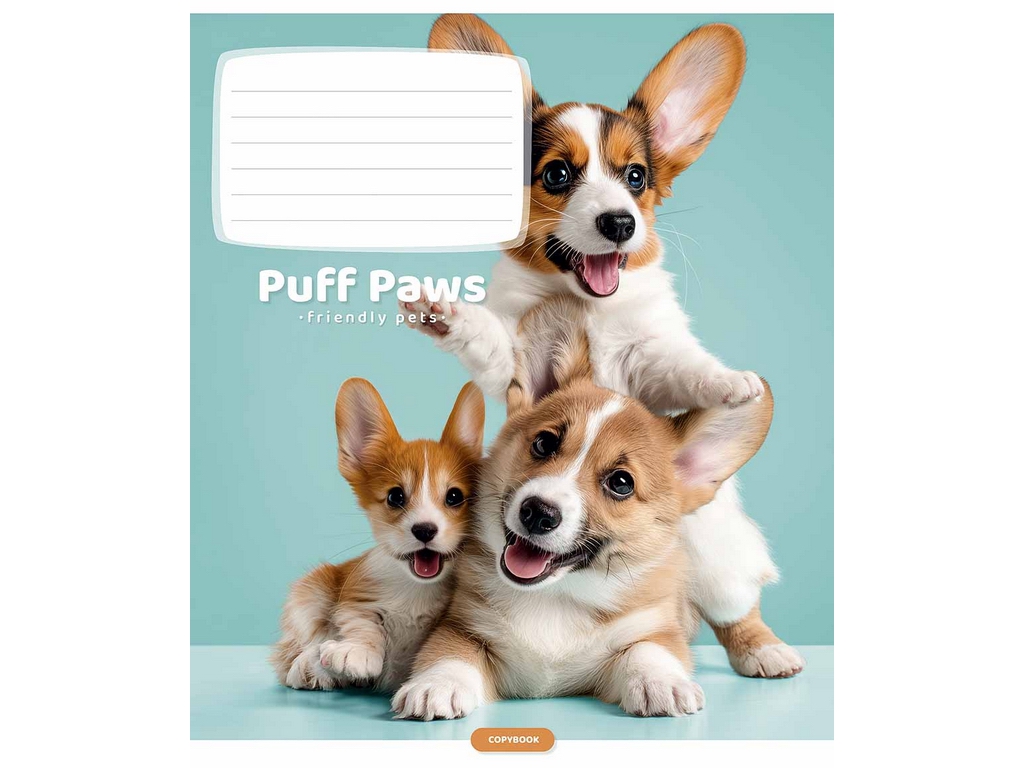 Зошит учнівський "Puff Paws", 12 аркушів, у лінію, ВД-лак, 5 видів (ціна за 1шт), Школярик