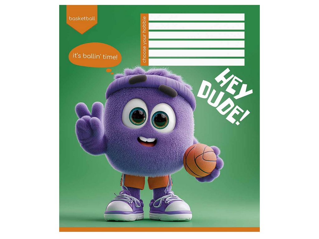 Зошит учнівський Hey dude у косу лінію 12 аркушів, Школярик 012-3668C (ціна за 1шт)