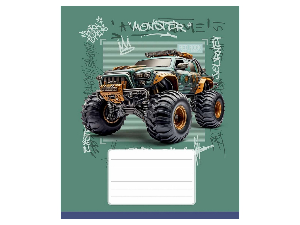 Зошит у клітинку Classic Offroad, 12 аркушів, 5 видів (ціна за 1шт), Школярик